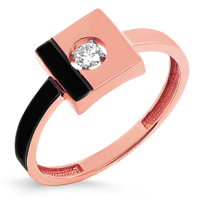 Кольцо из красного золота с бриллиантом