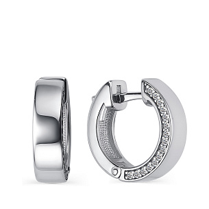 Серебряные серьги конго с фианитами