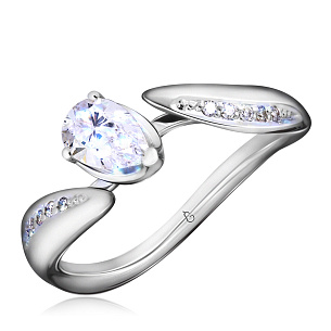 Кольцо из белого золота с бриллиантом