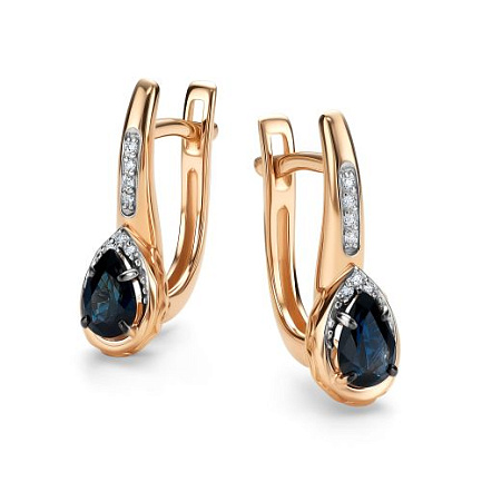 Серьги с английским замком из красного золота с бриллиантами