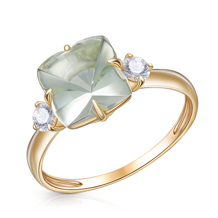 Кольцо из желтого золота с фианитом