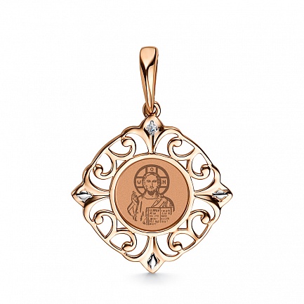 Подвеска из красного золота с бриллиантом