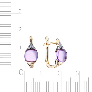 Серьги с английским замком из желтого золота с бриллиантом