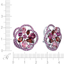 Серьги из белого золота с гранатами, родолитами