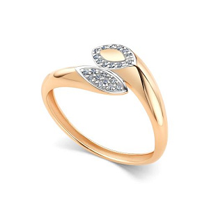 Кольцо из красного золота с бриллиантами