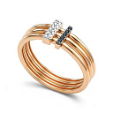 Кольцо из красного золота с бриллиантами, сапфирами