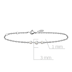 Браслет декоративный из белого золота с бриллиантами, плетение якорное