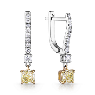 Серьги с английским замком из белого золота с бриллиантом