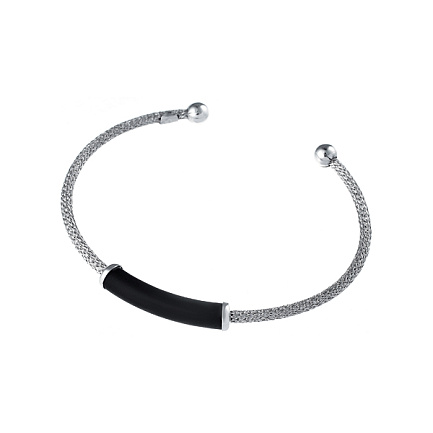 Браслет декоративный из серебра с каучуком