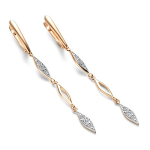 Серьги с английским замком из красного золота с бриллиантами