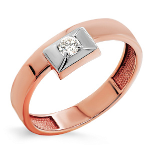 Кольцо из красного золота с бриллиантом