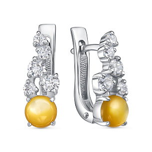 Серьги с английским замком из серебра с перламутром