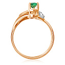 Кольцо из красного золота с бриллиантами, изумрудом