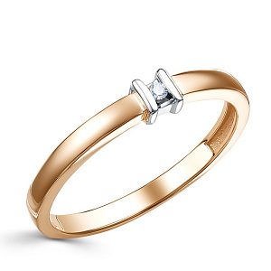 Кольцо из красного золота с бриллиантом