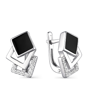 Серьги с английским замком из серебра с эмалью