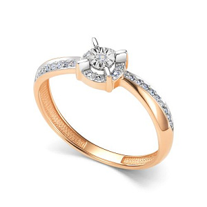 Кольцо из красного золота с бриллиантами