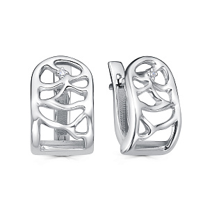Серьги с английским замком из серебра с бриллиантом