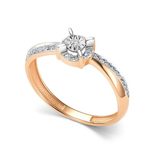 Кольцо из красного золота с бриллиантом