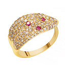 Кольцо из желтого золота с бриллиантами, рубинами