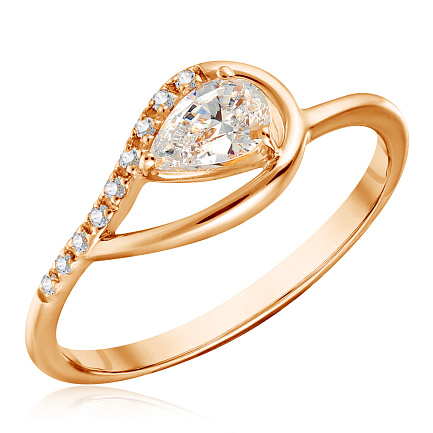 Кольцо из красного золота с фианитом