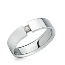 Кольцо обручальное из белого золота с бриллиантом