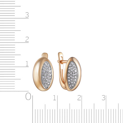 Серьги с английским замком из красного золота с фианитом