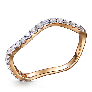 Кольцо из красного золота с фианитом