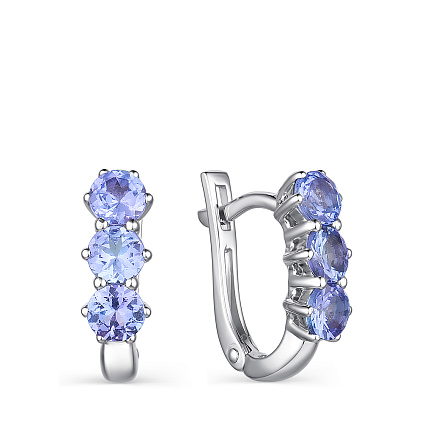 Серьги из белого золота с танзанитами