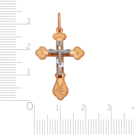 Крест из комбинированного золота с фианитом