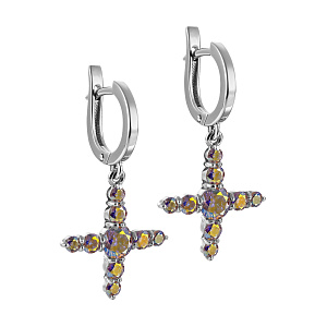 Серьги с английским замком из серебра с фианитами