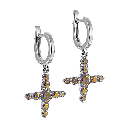 Серьги с английским замком из серебра с фианитами