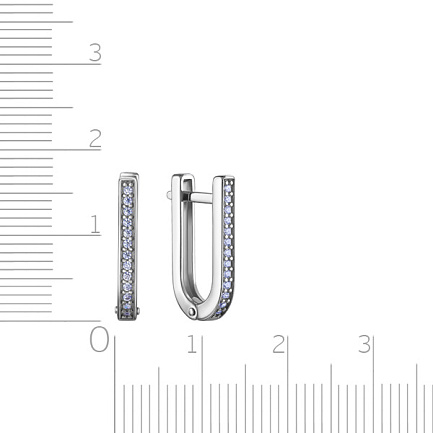 Серьги с английским замком из серебра с фианитом