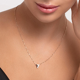 Колье из красного золота с фианитом