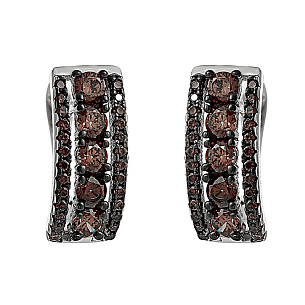 Серьги с английским замком из серебра с фианитами