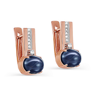 Серьги с английским замком из красного золота с сапфиром