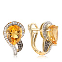 Серьги с английским замком из желтого золота с бриллиантами