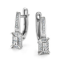 Серьги с английским замком из белого золота с бриллиантами