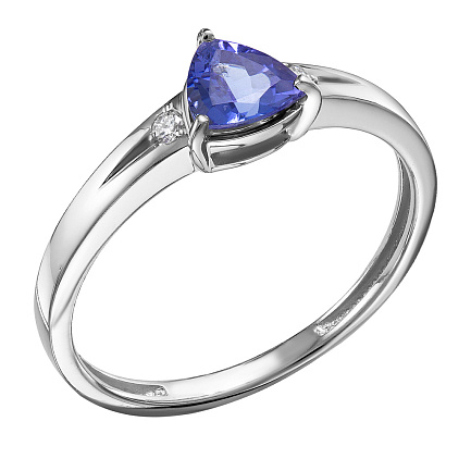 Кольцо из белого золота с бриллиантами, танзанитом