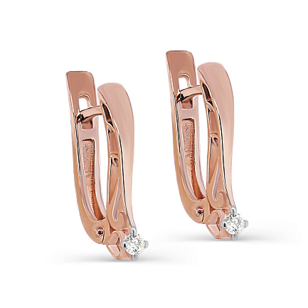 Серьги с английским замком из красного золота с бриллиантами