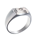 Печатка из белого золота с бриллиантом