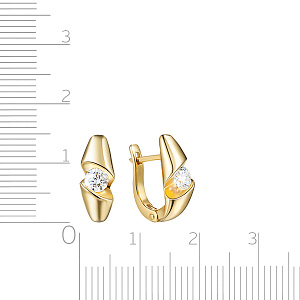 Серьги с английским замком из желтого золота с бриллиантами