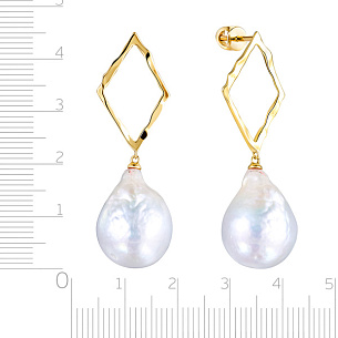 Пусеты из желтого золота с жемчугом