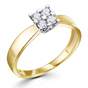 Кольцо из желтого золота с бриллиантом