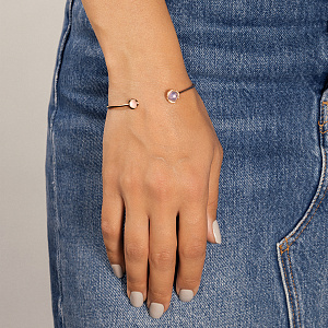 Браслет жесткий из красного золота с аметистом