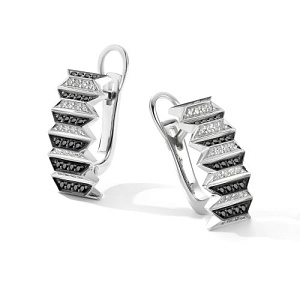 Серьги с английским замком из белого золота с бриллиантами