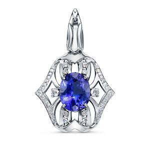 Подвеска из белого золота с бриллиантами, танзанитом
