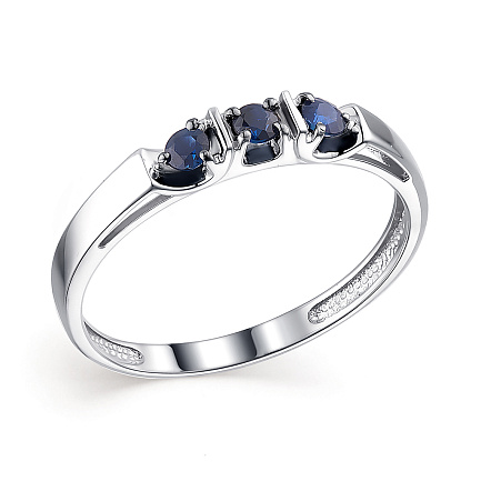 Кольцо из белого золота с сапфирами