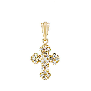 Крест из желтого золота с бриллиантами