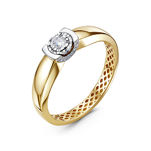 Кольцо из желтого золота с бриллиантом