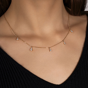 Колье из желтого золота с фианитом